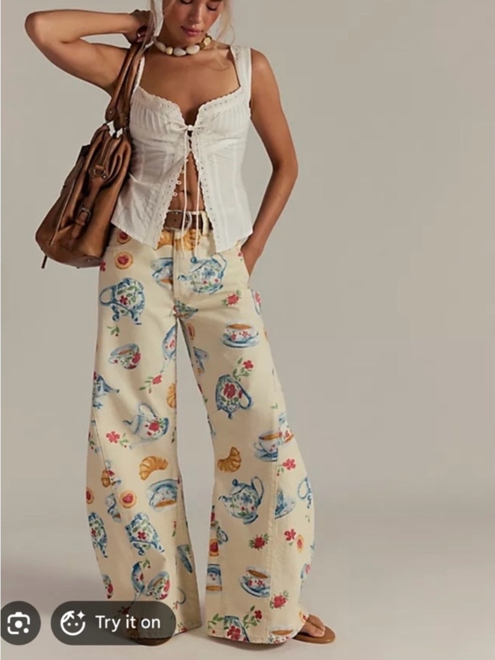 Free People We the Free People Eden Printed High Slouchy Jeans Size 30
